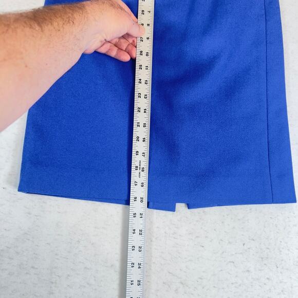 J Crew Factory The Pencil Skirt 0 Above Knee Wool Blend Slit Royal Blue Lined - Picture 5 of 13